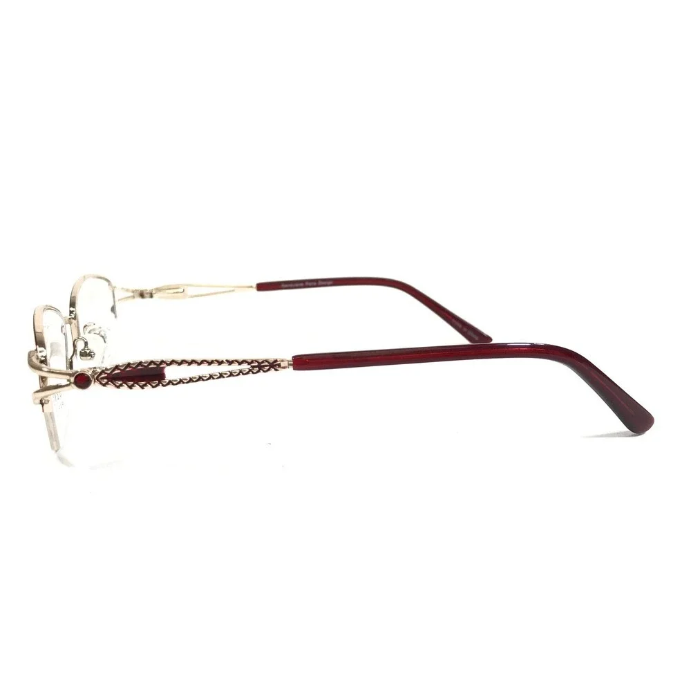 Genevieve Eyeglasses Frames NATASHA BURGUNDY Red Gold Rectangular 50-18-135